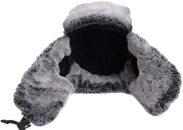 Fleece vattentät öronlappad utomhusmössa, unisex för skidåkning och vandring, grå