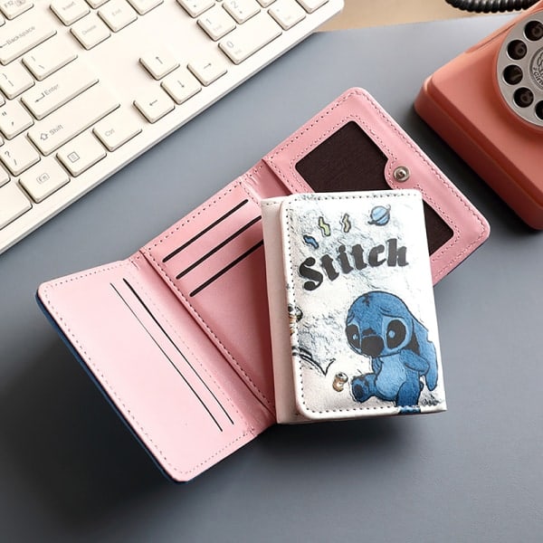 Tecknad Lilo Stitch Kortplånbok Kawaii Mönster PU Läder Plånbok A1