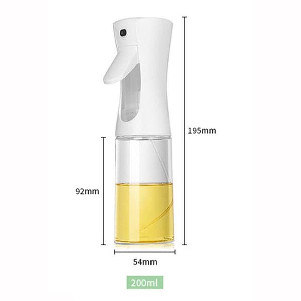 200 ml kökssprayflaska i plast, tryckknappsspray, för airfryers, grillar och sallader, vit.
