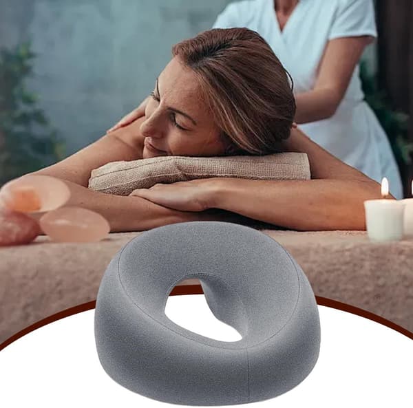 U-formad massagebäddskudde, ansiktsstöd, lämplig för spa-skönhetsvila, grå.