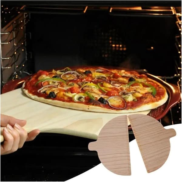 Pizzaserveringsbräda - Köksredskapsset - Bröd och bakverk - Multifunktionell design - 2 delar - Träfärg