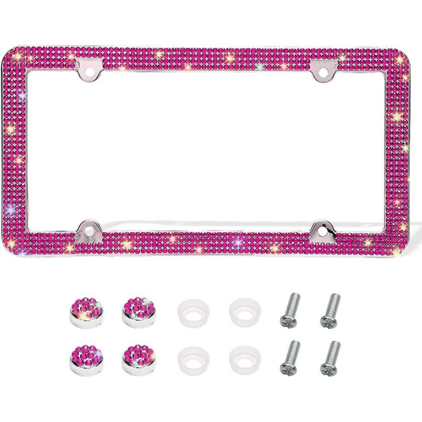Bling registreringsskylt ram, handgjord med 4 rader av glittrande strass