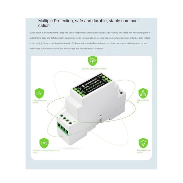 Industriell DIN-skena RS232 till RS485 Konverter 300-115200bps Digital Isolering Bred Spänning