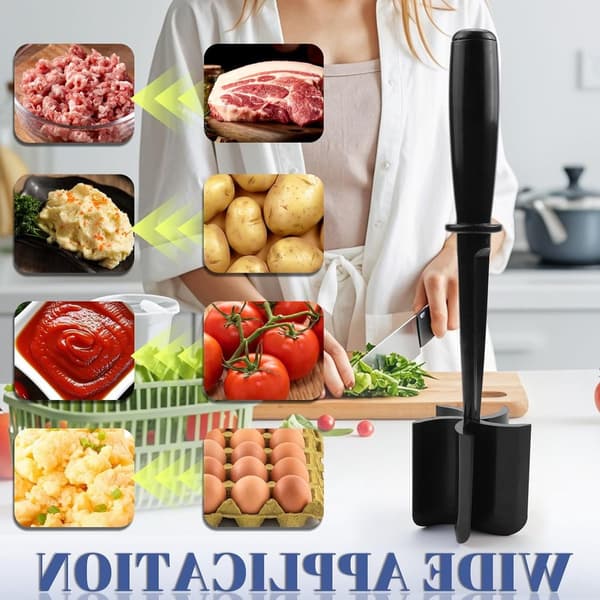 2 stycken potatispressar - köttpress - purépressar - värmebeständig köttpress för köttfärs - mixer - ergonomisk - diskmaskinssäker - svart