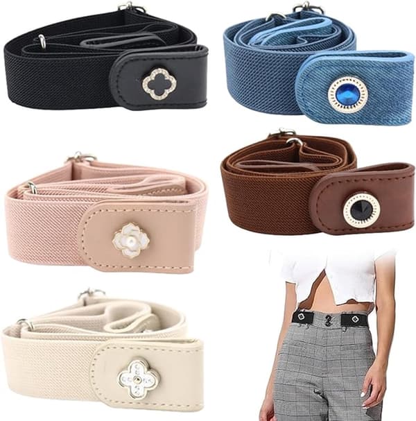Elastiska bälten - Spännlöst bälte - 5 stycken - dambälte - Elastiskt midjebälte för kvinnor - För byxor, jeans, vardag, arbetskläder