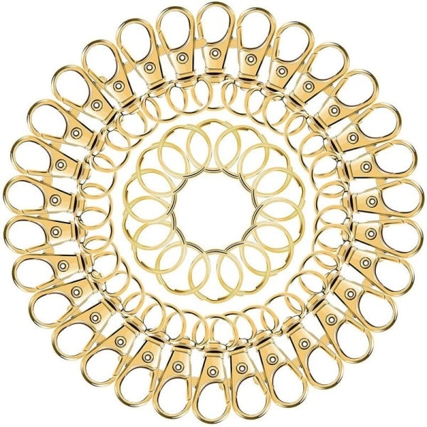 (Silver) 100 stycken vridbara nyckelringar (50 karbinhakar och 50 nyckelringar)
