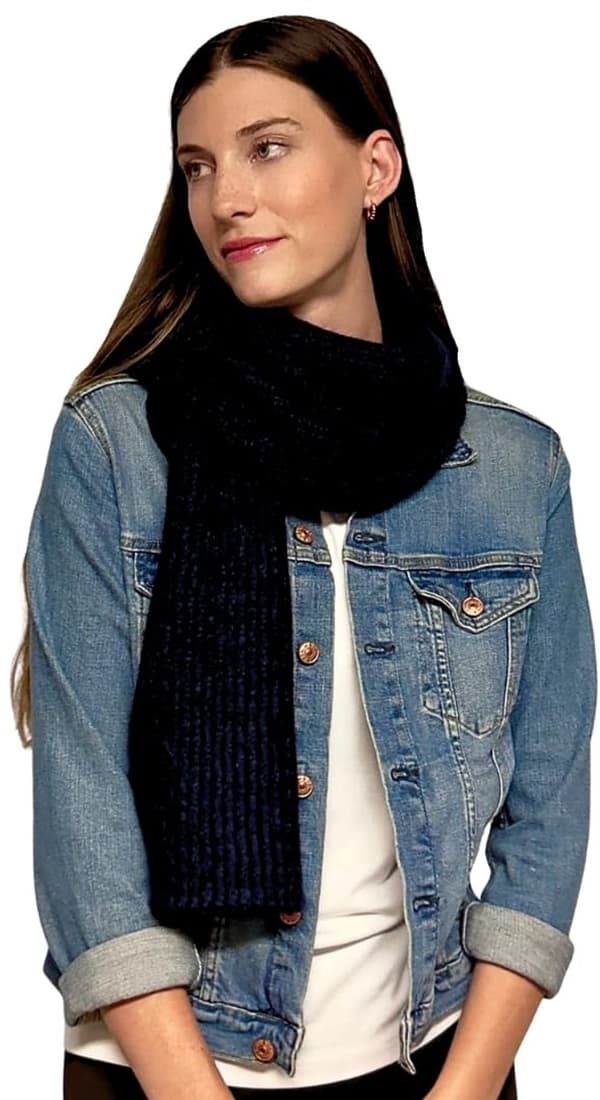 Tjock, rektangulär stickad halsduk, 30×180cm, vindtät och varm, blå.