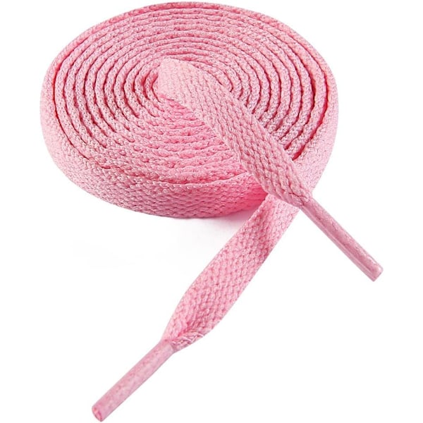 Platta skosnören för sneakers, enkellager 8 mm platt färg skosnöre i polyester, ljusrosa, med en längd på 63 tum / 160 cm.