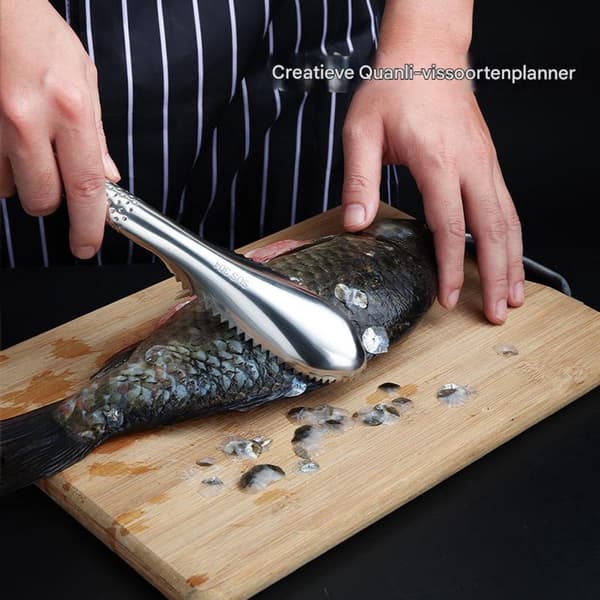 Fiskfjällare (2 delar), lämplig för hem, marknad och restaurang, silver.