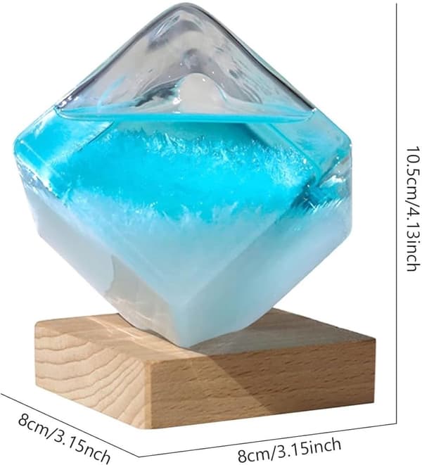 Water Cube Stormglas väderstation med bas, dekorativ barometer för skrivbordet