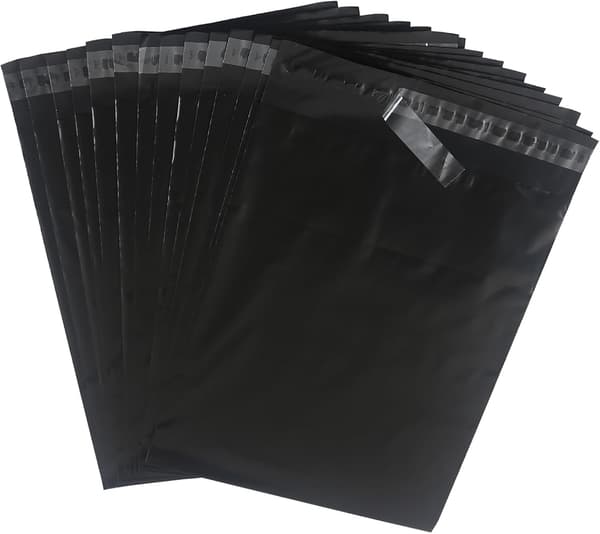 50 st Poly Mailing Kuvert - Svarta Självhäftande Postpåsar för Kläder och Textilförpackning