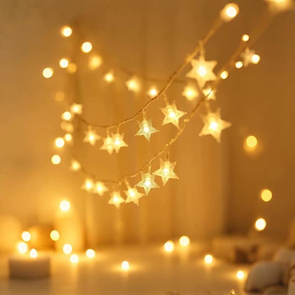 LED-slinga med stjärnor - varmvit - DIY (10 meter, 70 stjärnor)