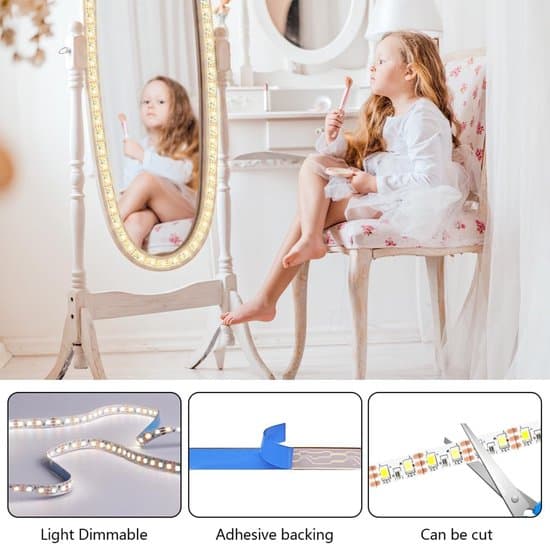 LED-spegel, dimbar, trefärgad, nio lager, smink- och makeupbelysning, 2 meter lång.