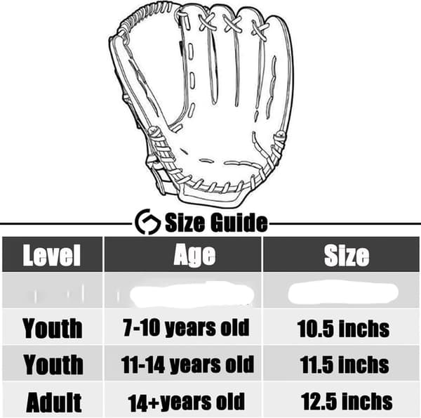 Basebollhandske - Softbollhandske - 12,5 tum - Vänster hand - Brun