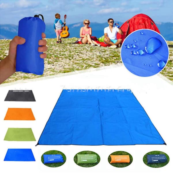 Vattentät campingpicknickmatta, 210×200×1cm, för tält, strandgrillar, khaki.