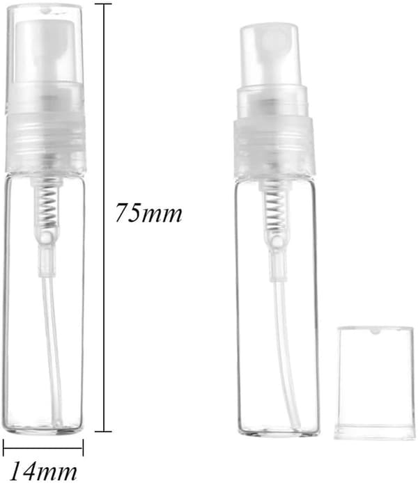 20 x 5 ml sprayflaskor i glas med fin dimma, med trattdispenser, för parfymer och eteriska oljor, vit.