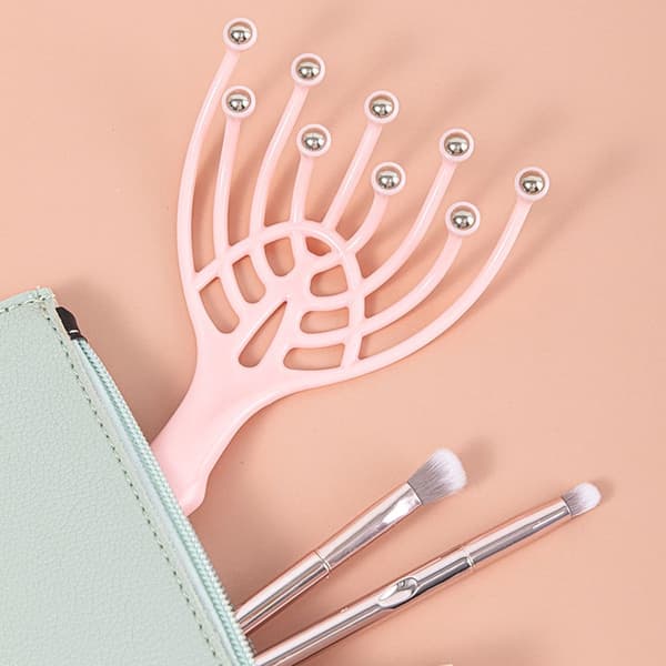 Rullande kloformad handhållen hårbottenmassager, 9×19×2cm, för hårbotten-, axel-, nack- och kroppsmassage, rosa.