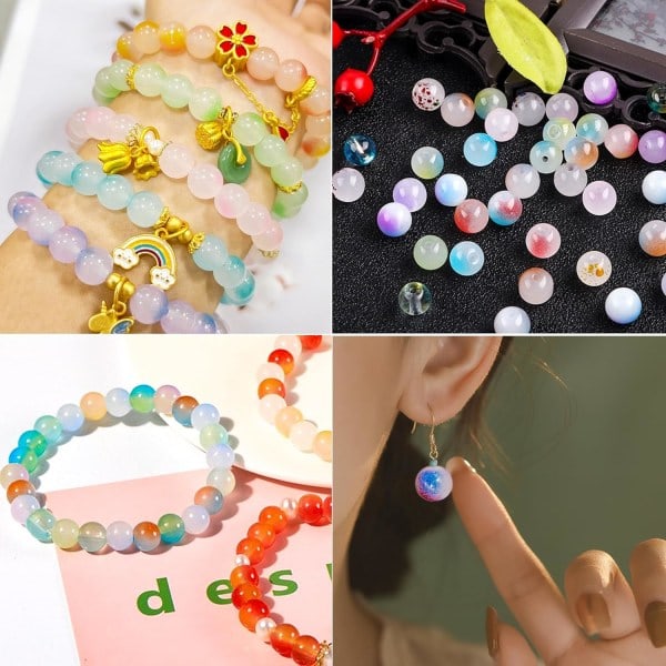 15 Färger 8mm Kristallglas Pärlor För Armbandstillverkning Spräckta Ädelstenar Lösa Distanspärlor För DIY Hantverk