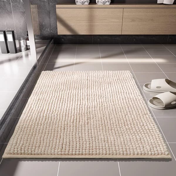 Absorberande och halkfri badrumsmatta, 50×80cm, för badrumsbruk, dimblå.