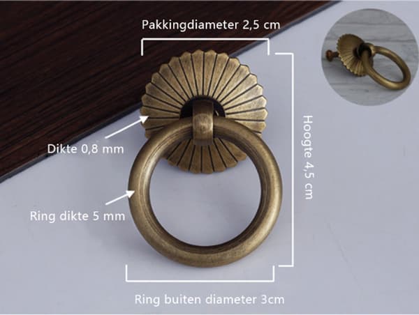 Handtag - 6 stycken - Möbelhandtag med ringar - 25*25*45 mm
