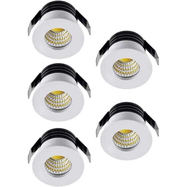 5-pack 3W LED Infällda Spotlights, LED Infälld Liten Skåp Mini Spot Light Tak Downlight Kit Fixtur (Varmvit)