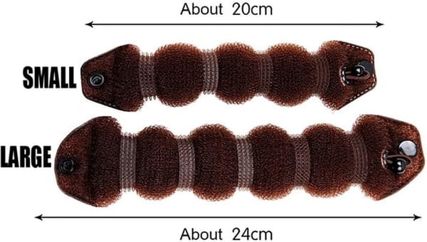 Värmelös svamp hårstylingverktyg, clip-on munkformad hårknutsverktyg, 1 stor + 2 små, brun