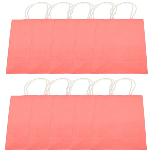 10 st Bärbara Kraftpapperspåsar Förpackning Presentpåse Tillbehör för Shopping Födelsedagsfester 15 x 8 x 21cm Rosa