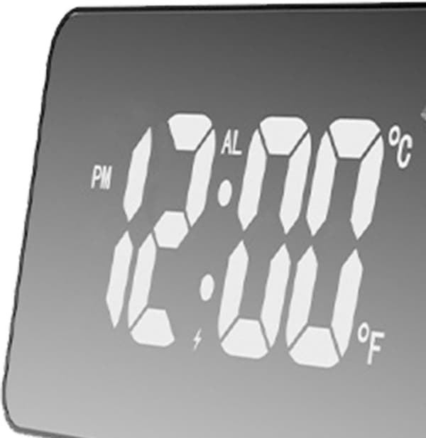 360° LED-projektionsväckarklocka med minne och temperaturvisning för sovrum, vardagsrum och kontorsinredning, vit