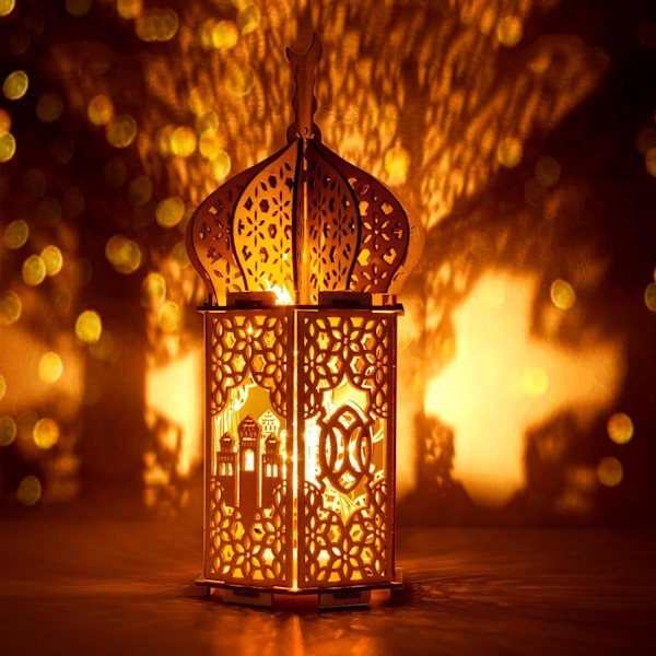 Ramadan Lykta Dekoration Eid Hantverk Ramadan Dekor för Hemmet, Batteridriven