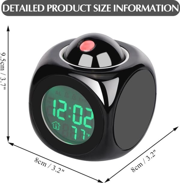 Digital LED-projektionsväckarklocka med röstfunktion och temperaturvisning för sovrummet