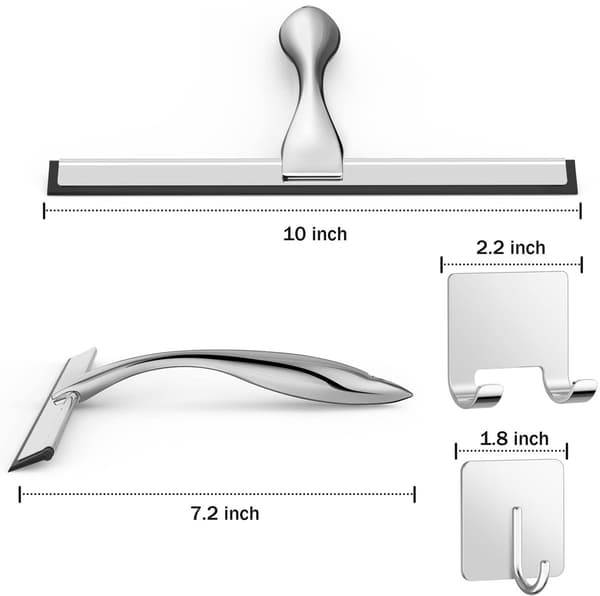 Multifunktionell glasskrapa för rengöring av badrumsfönster, speglar, kakel och bilar, silver.