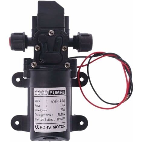 RV Vattenpump 12V DC 12V 60W 40M 6L/min Högtrycksvattenpump Membran Primer Pump RV Vattenpump (Spänning: 12V)