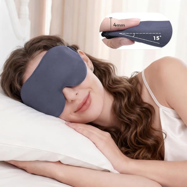 3D sovmask för sidosovare, mörkläggande, andningsbar och tryckfri, unisex, grå.