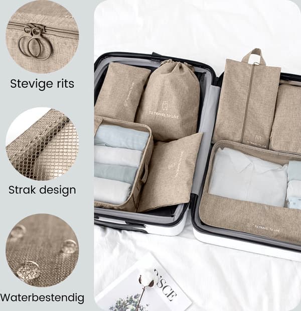7-delars Förvaringskubsset - Bagage- och Ryggsäcksförvaring - Beige
