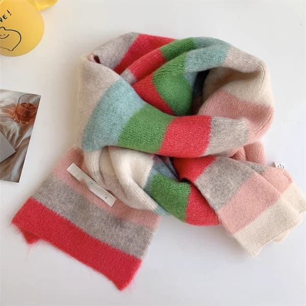 1 randig scarf - färgblock randig scarf - benvit