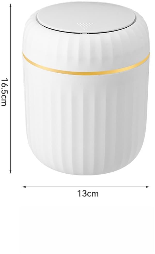 Mini bänksoptunna med lock, plast, för kontor, sovrum och badrum, vit.