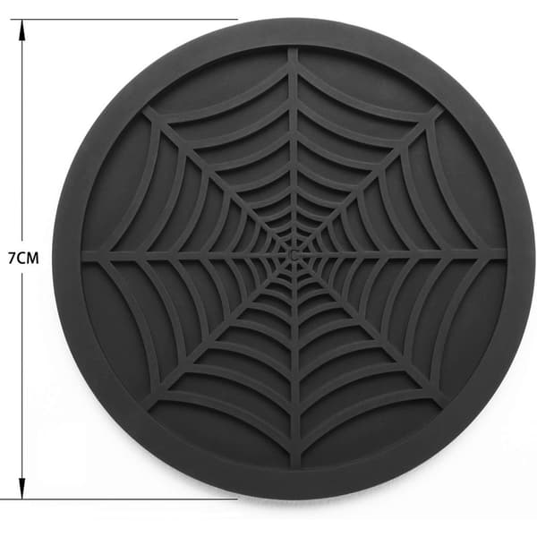 Silikonunderlägg - 6-pack Unik Design Spindelunderlägg, 7cm Svart Underläggsset