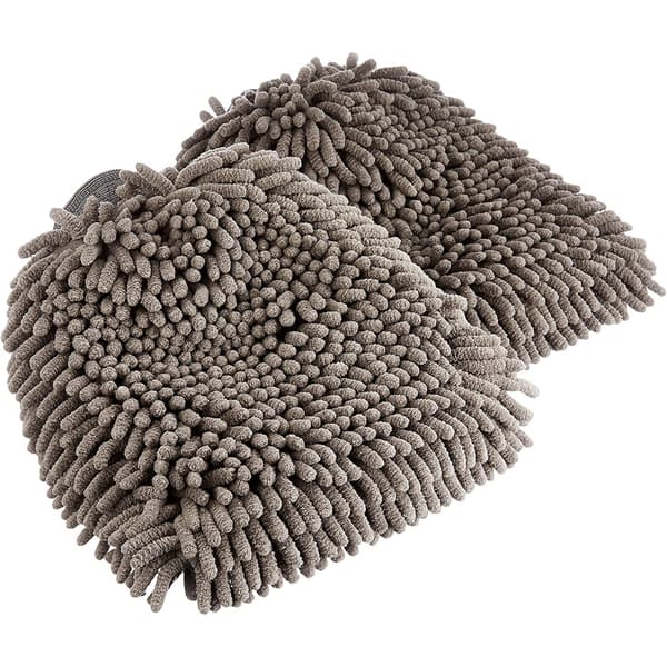 Deluxe Mikrofiber Biltvättshandske - Rengöringshandskar - 2-pack, Grå, 25 x 17 cm (L x B)