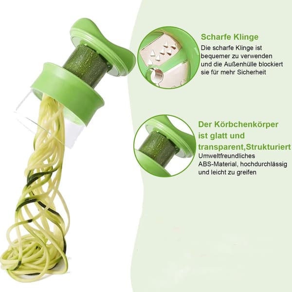 Grönsakssvarv i två delar, för att göra grönsakspasta, bearbeta zucchini och morötter, grön