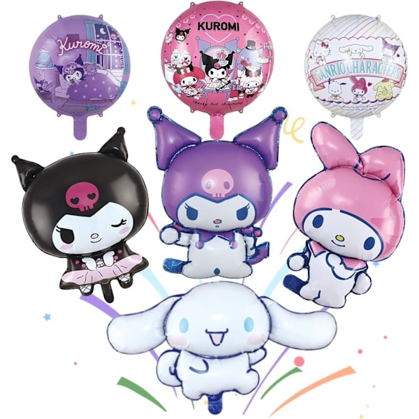 Kuromi Ballongset med 7 st. Kuromi Folieballonger, Söta Födselsedagsdekorationer, Temafestdekorationer, Kuromi Flickdekorationer