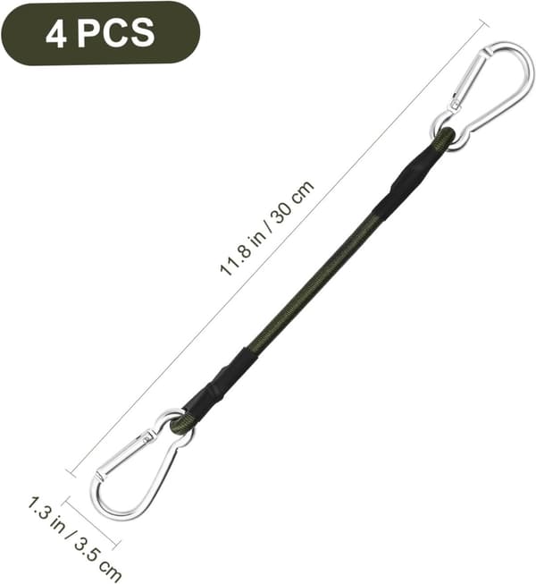 Dailygoods - Elastiskt rep 8 mm tjockt - 4 stycken - Klätterspänne - Camping - Bagage - Gummimaterial, 30 cm - Bungee Cord