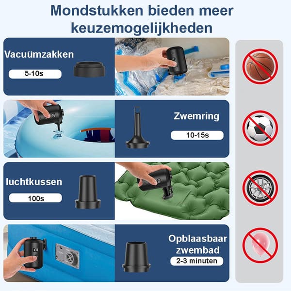 Bärbar elektrisk pump, exakt digital effektvisning, bärbar luftpump för utomhuscamping, dubbelfunktionell luftkudde,