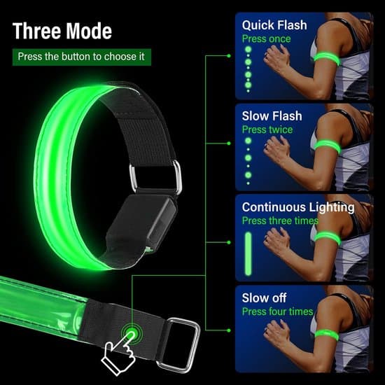 USB Uppladdningsbart LED Armband - Reflexband för Säkerhet 2-pack - Perfekt för Löpning & Utomhussporter - Flerfärgsdisplay - Justerbart