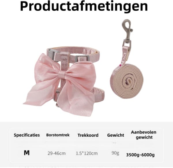 Kattselekoppel med rosett för att förhindra rymning, rosa