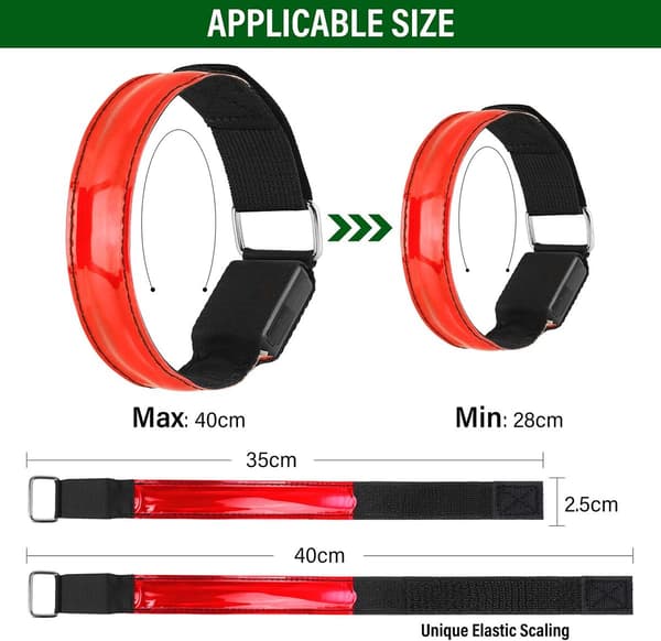 LED reflekterande säkerhetsarmband, 2-pack, USB-uppladdningsbara, växtmönster