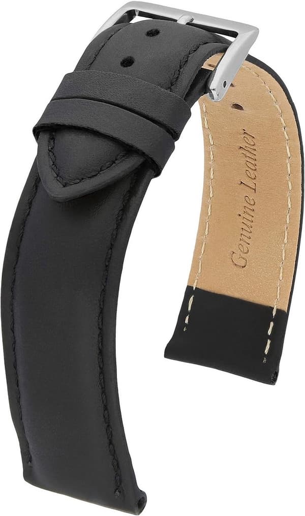 Klockarmband Äkta Kohud Slät Svart 20mm