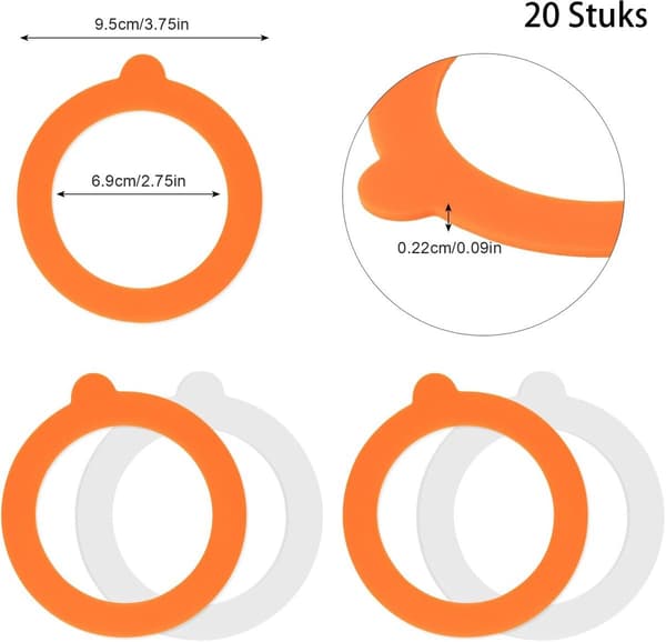 Konserveringsring - Silikonring, Fläckfria Brickor - 16 Brickor - 70mm x 95mm x 2.2mm