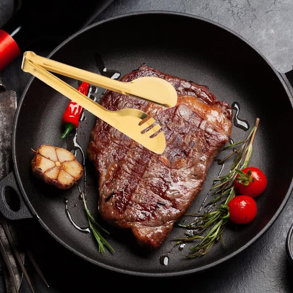 Multifunktionell grilltång i rostfritt stål, tvådelat set, för matlagning, grillning, sallad och servering, silver.