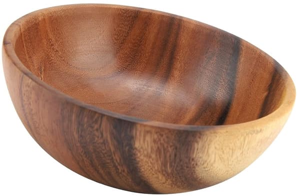 Solidchoice stor salladsskål i trä för mat och frukt, 22x7,5 cm