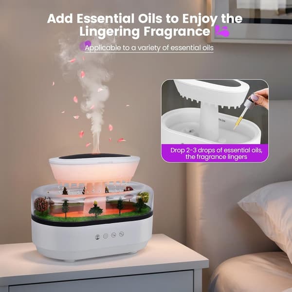 Regnluftfuktare - Aromadiffuser - Avkopplande Atmosfär - 7 Färger LED - 250 ml - Vit
